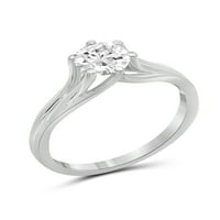 Dijaminal 0. Sterling Silver 1. Karata bijela kubična cirkonija prstena za žene