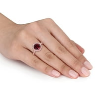 Miabella Ženska karat T.G.W. Garnet i Carat T.W. Dijamantni 14KT ružičasti zlatni halo prsten