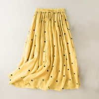 Ljetna Ženska moda s valovitim točkicama, zavojna suknja za ljuljanje velike veličine, kratka suknja u žutoj boji