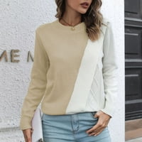 Puloveri za žene na rasprodaji Plus Size ženski casual jednobojni pulover bez leđa džemper dugih rukava s okruglim