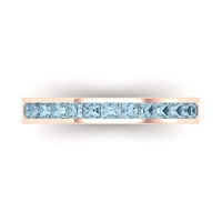 0. karatni dijamant izrezan Princess s prirodnim nebeskoplavim topazom od ružičastog zlata od 14 karata, prsten