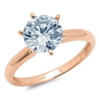 Prsten od ružičastog zlata od 14k okruglog reza s imitacijom plavog dijamanta okruglog reza od 9,5
