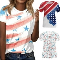 Košulje za žene, majica američke zastave Plus Size, 4. srpnja, domoljubna majica kratkih rukava, ljetna bluza
