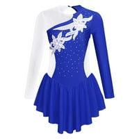 Haljina za rolanje sa svjetlucavim rhinestonesom za djevojčice, kraljevska plava balerina plesna haljina 4