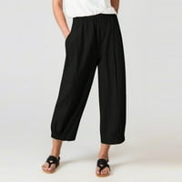 Vivianyo hd plus size ženske hlače modni ženske ženske elastične hlače od solne boje labave hlače ravne široke