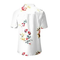 Ženske majice, modne majice kratkih rukava s izrezom u obliku slova u, bluza S cvjetnim printom, bijela u obliku