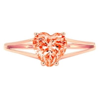 1. dijamantni prsten od ružičastog zlata od 18 karata s imitacijom prozirnog dijamanta u obliku srca od 7,75