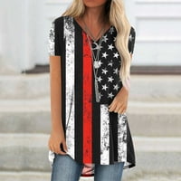 Aufmer Clearment Womens Tops Plus veličine američke majice za zastavu, promašaj proljetni ljetni tisak Dan neovisnosti