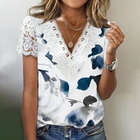 Hueook majice za žene plus veličina novih V-izreza tiskana modna kauzalna žena s kratkim rukavima bluza