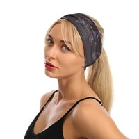 Ženska traka za glavu s printom leptira elastična traka za kosu za jogu elastični omot Turban Crni pinshui