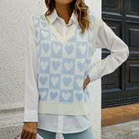 Puloveri ženski prsluk ležerni džemper Ženska Moda kontrastna boja pleteni prsluk bez rukava s izrezom u obliku