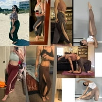 Ženske modne casual hlače visokog struka Čvrsta boja joga sportske hlače prorezane slojeve slojevite palazzo hlače