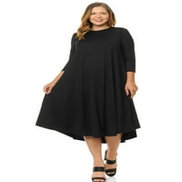 Ženska Midi ljuljačka haljina u veličini Plus Size, crna u veličini