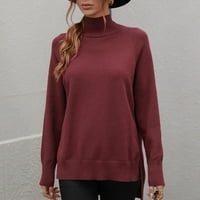 džemperi u boji vina za žene pulover s visokim vratom džemper s dugim rukavima