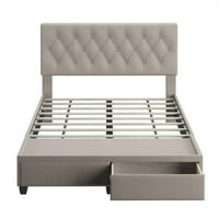 Okvir kreveta s presvlakama od platna i čupavom platformom za odlaganje, bijeli