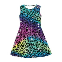 Haljina za djevojčice Bez rukava s duginim leopard printom osnovna pripijena haljina za plažu udobna Midi haljina
