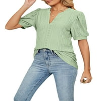 Ženske majice s kratkim rukavima, ljetne Ležerne široke jednobojne majice s izrezom u obliku slova u, Bluza, ulična