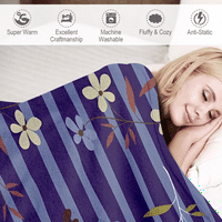 Šareni cvjetovi Prugasti pokrivač za krevet s jastučnicom za ured, krevet, kauč ugodan i mekan plišani crtani