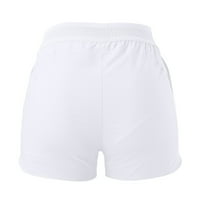 Ljetne kratke hlače za žene, biciklističke kratke hlače za jogu s jednobojnim printom, bijele