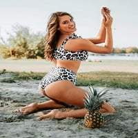 Actaco Womens bikini postavlja leopard tiskane kupaćim kostimima s visokim strukom