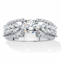 Komad nakita je okrugli višeredni prsten s lišćem kubičnog cirkonija 4. Platinasto presvučeno srebrno srebro