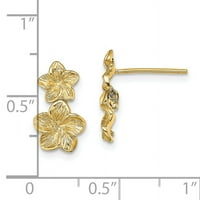 Naušnice s dvostrukim cvijetom plumerije u karatnom žutom zlatu