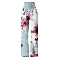 Ženske hlače Casual Capri hlače s džepovima ljetne široke boho hlače s elastičnim pojasom S cvjetnim printom Harem