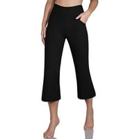 Ženske casual modne hlače u boji s džepovima i visokim strukom, sportske Capri hlače za fitness i jogu širokih