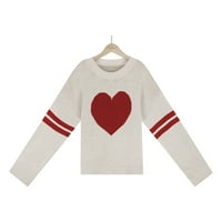 Džemperi za žene čišćenje ženskog labavog pulovera okruglog vrata ljubavi džemper dugih rukava