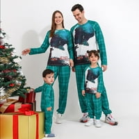 Božićna obiteljska pidžama postavljena zelena karirana dinosaura za spavanje