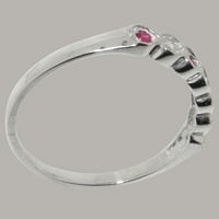 Ženski prsten od srebrnog srebra izrađen u Velikoj Britaniji s kubičnim cirkonijem i prirodnim rubinom - opcije