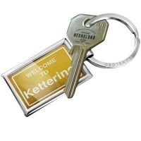 Privjesak za ključeve sa žutim prometnim znakom Dobrodošli u Kettering
