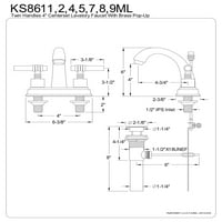 Kingston Brass KS8611ML in. Centralno postavljena slavina za kupaonicu, polirani krom