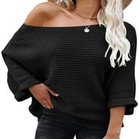 ; / Ženski casual pleteni džemperi s okruglim vratom udoban pulover jesenski široki jednobojni džemper Gornji