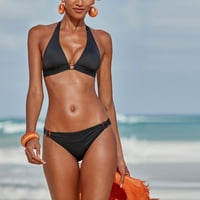 FinelyLove Kontrola trbuha Swimsuits za žene podstavljene sportske grudnjak bikini crni xl