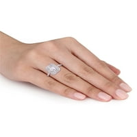 1- Carat T.G.W. Moissanite 10k bijelo zlato dvostruki halo zaručnički prsten