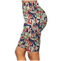 Biciklističke kratke hlače za žene s visokim strukom i višebojnim printom za jogu za žene s visokim strukom