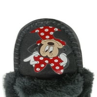 Disnejevska Minnie Mouse s klasičnom mašnom i ugodnim mokasinama-papučama