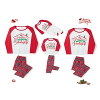 Božićne obiteljske pidžame, odgovarajući Setovi, vrhovi s printom slova, karirane hlače, Odjeća za spavanje, odjeća