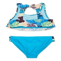 Wonder Nation Girls Tropical Flounce bikini kupaći kostim