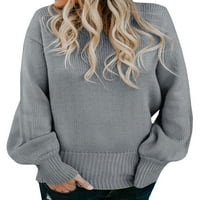 Ženski jesensko-zimski modni džemper od debelog pletiva s lukom na leđima i dugim rukavima