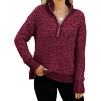 Ženski ležerni pulover od flisa s patentnim zatvaračem, džemper, gornja odjeća s dugim rukavima s ovratnikom