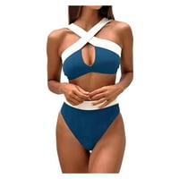 B91xz Bikini setovi za žene s kaikima za bikini čvrste boje plaža visoki ženski temperament podijeljeni kupaći
