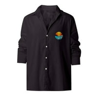 Dizajnerski proljetni ljetni muški casual pamučna čvrsta boja košulje dugih rukava labave košulje crne xl