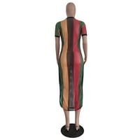 Žene dužine gležnjača karoserija Kratki rukavi modna posada Neck ljeto printna haljina multicolor xl