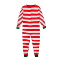 Obiteljski Božićni pidžama Set jednodijelni prugasti print kombinezon za tatu mamu bebu božićna odjeća za spavanje