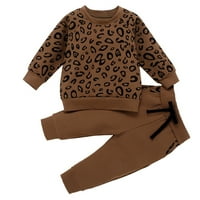 & Pojačalo; Komplet odjeće za malu djecu, majica s dugim rukavima s leopard printom za dječake i djevojčice, pulover,