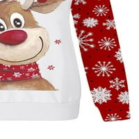 Ženska Božićna majica s okruglim vratom s dugim rukavima, pulover s printom Djeda Mraza i losa za svakodnevno