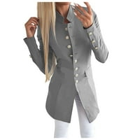 Žensko jednobojno opremljeno odijelo dugih rukava s malim grudima, Kaputi srednje duljine, topovi, jesenske jakne