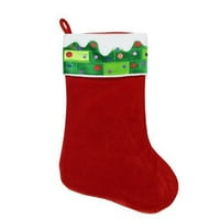 24 Velika božićna čarapa od baršuna s crvenim i bijelim šljokicama